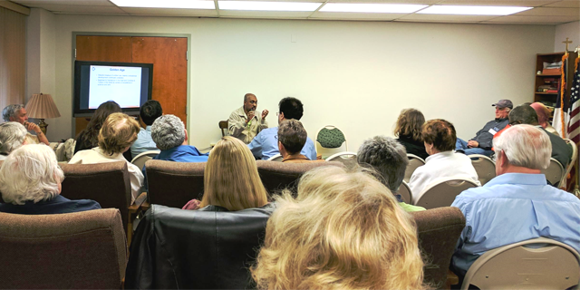 Iftekhar Hussain conducting Adult Forum at Grove UMC